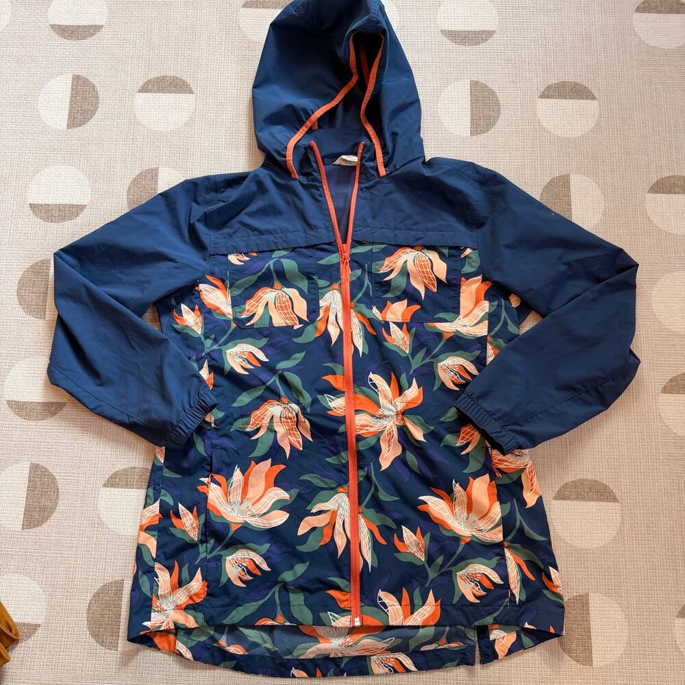 Duluth Trading Co. Women’s Floral Hooded Rain Jacket Size Large